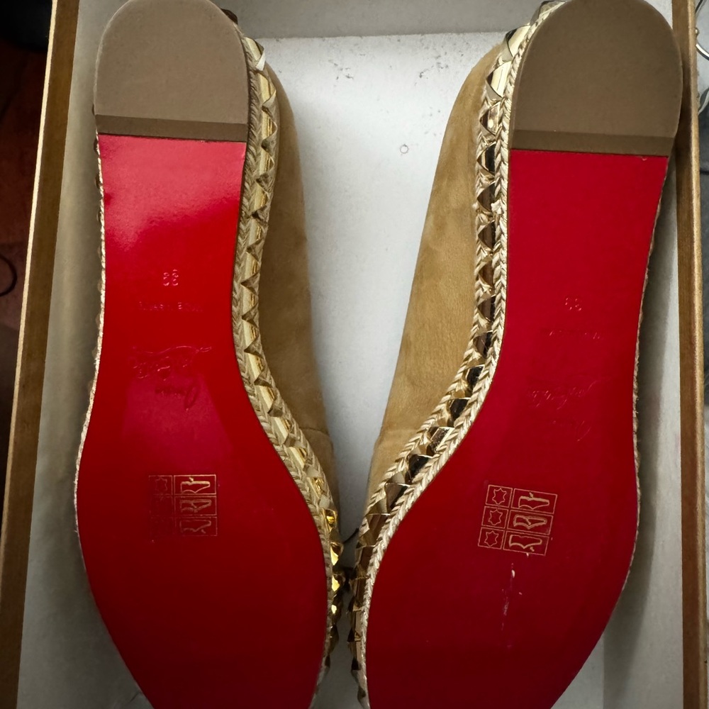 Christian Louboutin Tan Platforms with Red Soles